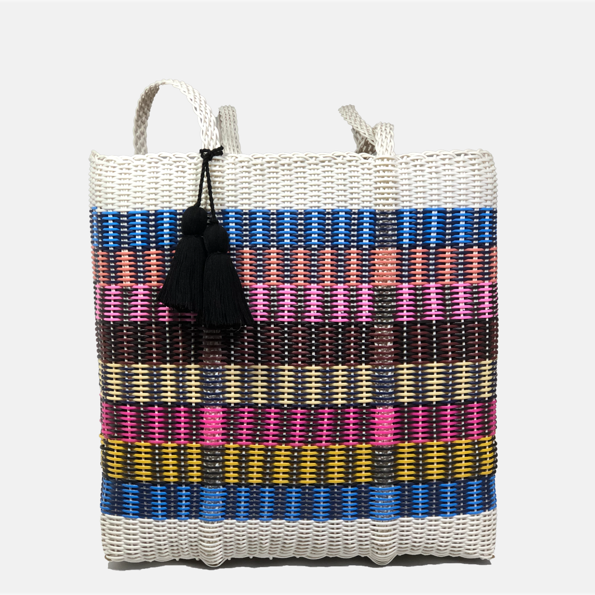 Large multi color outlet woven tote / hand bag